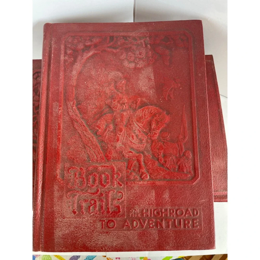 Book Trails 1946 Vintage Hardcover 8 Volume Set Child Development Inc Red